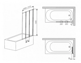 Шторка для ванної Riho Alta 100 см хром/прозоре скло GI0100100