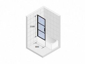 Шторка для ванной Riho Grid GB501 80х150 левая черный/прозрачное стекло GBB5080001
