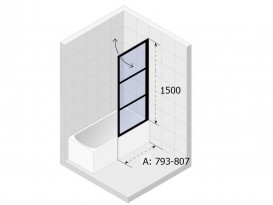Шторка для ванної Riho Grid GB501 80х150 права чорний/прозоре скло GBB5080002