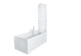 Шторка для ванны Besco Ambition 1 75х130 см хром/прозрачное стекло с полосами PA-1S