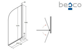Шторка для ванны Besco Ambition 1 75х130 см хром/прозрачное стекло PA-1S-CZ