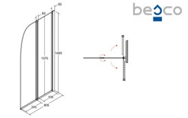 Шторка для ванны Besco Ambition 2 80,5х140 см хром/прозрачное стекло PA-2S