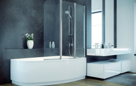 Шторка для ванны Besco Ambition 3 123,5х139 см хром/прозрачное стекло PA-3S