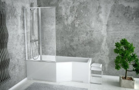 Шторка для ванни Besco Ambition Premium 2 80,5х140 см хром/прозоре скло PAP-2S