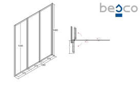 Шторка для ванни Besco Ambition Premium 3 130х140 см хром/прозоре скло PAP-3S