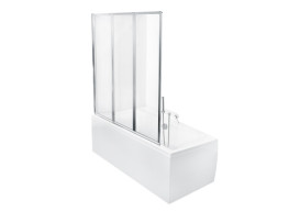 Шторка для ванни Besco Ambition Premium 3 130х140 см хром/прозоре скло PAP-3S