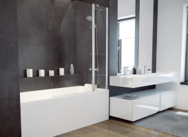 Шторка для ванни Besco Avis 120х145 см хром/прозоре скло PAV-2S