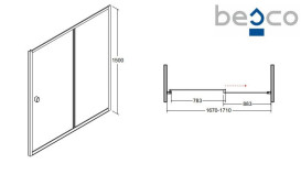 Шторка для ванни Besco Duo Slide II 170х150 см хром/прозоре скло DDS-II-170