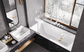 Шторка для ванны Besco Easy Slide 100х150 см хром/прозрачное стекло PES-2S