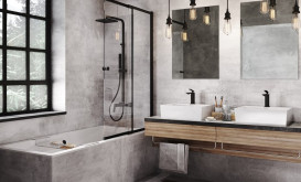 Шторка для ванны Besco Easy Slide 100х150 см черный матовый/прозрачное стекло PESB-2S