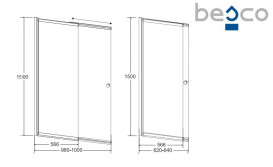 Шторка для ванны Besco Easy Slide 100х150 см черный матовый/прозрачное стекло PESB-2S