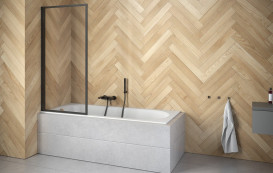 Шторка для ванны Besco Enzo 70х140 см черный матовый/прозрачное стекло PEB-1S