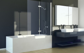 Шторка для ванны Besco Lumix 100х145 см хром/прозрачное стекло PL-2S