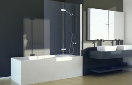 Шторка для ванны Besco Lumix 100х145 см хром/прозрачное стекло PL-2S