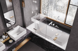 Шторка для ванны Besco Lumix 100х145 см хром/прозрачное стекло PL-2S