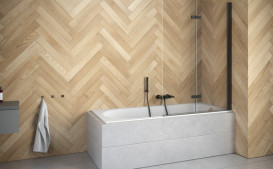 Шторка для ванны Besco Lumix 100х145 см черный матовый/прозрачное стекло PLB-2S