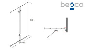 Шторка для ванны Besco Lumix 100х145 см черный матовый/прозрачное стекло PLB-2S