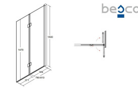 Шторка для ванны Besco Prestigio 80х150 см хром/прозрачное стекло PP-2S