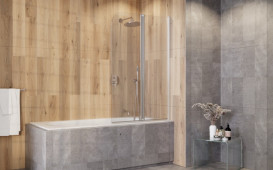 Шторка для ванни Besco Prime 2 90х140 см хром/прозоре скло PNP-2S