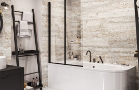 Шторка для ванни Besco Prime 2 90х140 см чорний матовий/прозоре скло PNPB-2S