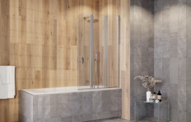 Шторка для ванны Besco Prime 3 120х140 см хром/прозрачное стекло PNP-3S