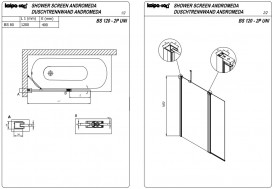 Шторка Kolpa San Andromeda BS 120-UNI SBR 120х140 см профіль чорний прозоре скло 517780