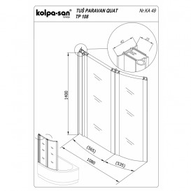 Шторка для ванни Kolpa San Quat TP 108 профіль білий/полістирол матовий 726753