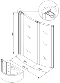 Шторка для ванни Kolpa San Quat TP 108 108х140 см профіль білий скло полістирольне 726750