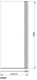 Шторка для ванни	PoolSpa Fiord 60х153 left/right скло прозоре/профіль хром PI4000093