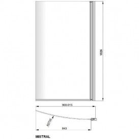 Шторка для ванны PoolSpa Mistral-N 90х153 left/right стекло прозрачное/профиль хром PI4000097