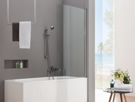 Шторка для ванны PoolSpa Mistral-N 90х153 left/right стекло прозрачное/профиль хром PI4000097