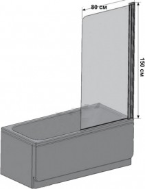 Шторка для ванни орні Eger 80х150 права / ліва профіль алюміній хром скло прозоре 599-02L / R