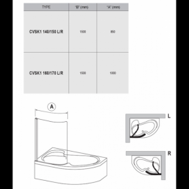 Шторка для ванны Ravak CVSK1 Rosa 160/170 R одноэлементная правосторонняя профиль белый стекло transparent 7QRS0100Y1