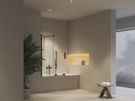 Шторка для ванни Ravak Roll ROVS 2-100 100х150 см профіль чорний прозоре скло X786A0300Z1