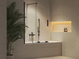 Шторка для ванни Ravak Roll ROVS 2-100 100х150 см профіль чорний прозоре скло X786A0300Z1