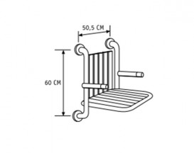 Сиденье откидное навесное для душа со спинкой и подлокотниками Hatria Autonomy металл Y0DW