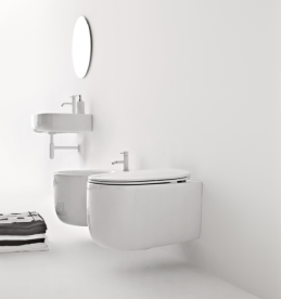 Сидіння з кришкою для унітазу швидкознімне Kerasan Nolita SLIM термопласт білий петлі хром 539201