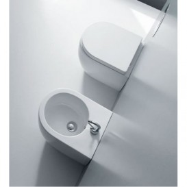 Сиденье с крышкой для унитаза Kerasan Flo белый петли хром 318901