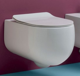 Сиденье с крышкой для унитаза Kerasan Flo Slim с микролифтом белый петли хром 319101