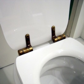 Сидіння з кришкою для унітазу Kerasan Retro білий петлі бронза 109301