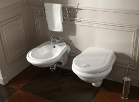 Сиденье с крышкой для унитаза Kerasan Retro белый петли золото 109801