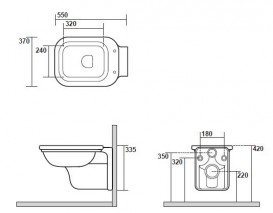 Сиденье с крышкой для унитаза Kerasan Waldorf с микролифтом дерево орех петли бронза 418640