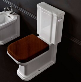 Сиденье с крышкой для унитаза Kerasan Waldorf с микролифтом дерево орех петли бронза 418640