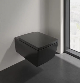 Сидіння із кришкою для унітазу Villeroy & Boch Memento 2.0 Soft Close дюроспласт Ebony (чорний матовий) 8M24S1S5