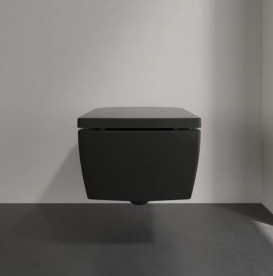 Сидіння із кришкою для унітазу Villeroy & Boch Memento 2.0 Soft Close дюроспласт Ebony (чорний матовий) 8M24S1S5