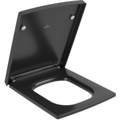 Сидіння із кришкою для унітазу Villeroy & Boch Memento 2.0 Soft Close дюроспласт Ebony (чорний матовий) 8M24S1S5