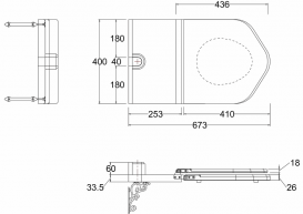 Сидение-трон для унитаза с высоким бачком Burlington массив дерева золотистый дуб S14