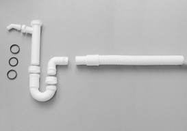 Сифон 1 ½ с гофрированной трубкой выход на 40 и 50 мм  Blanco пластик  белый 137262