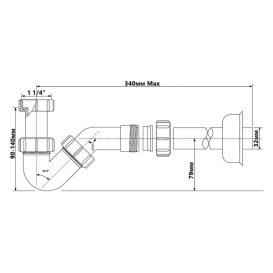 Сифон для біде трубчастий McAlpine HC23 з трубою та розеткою 1 1/4х32мм пластик А0047341
