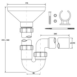 Сифон для бойлера McAlpine с подключением к стиральной машине полипропилен белый HC7-FUN